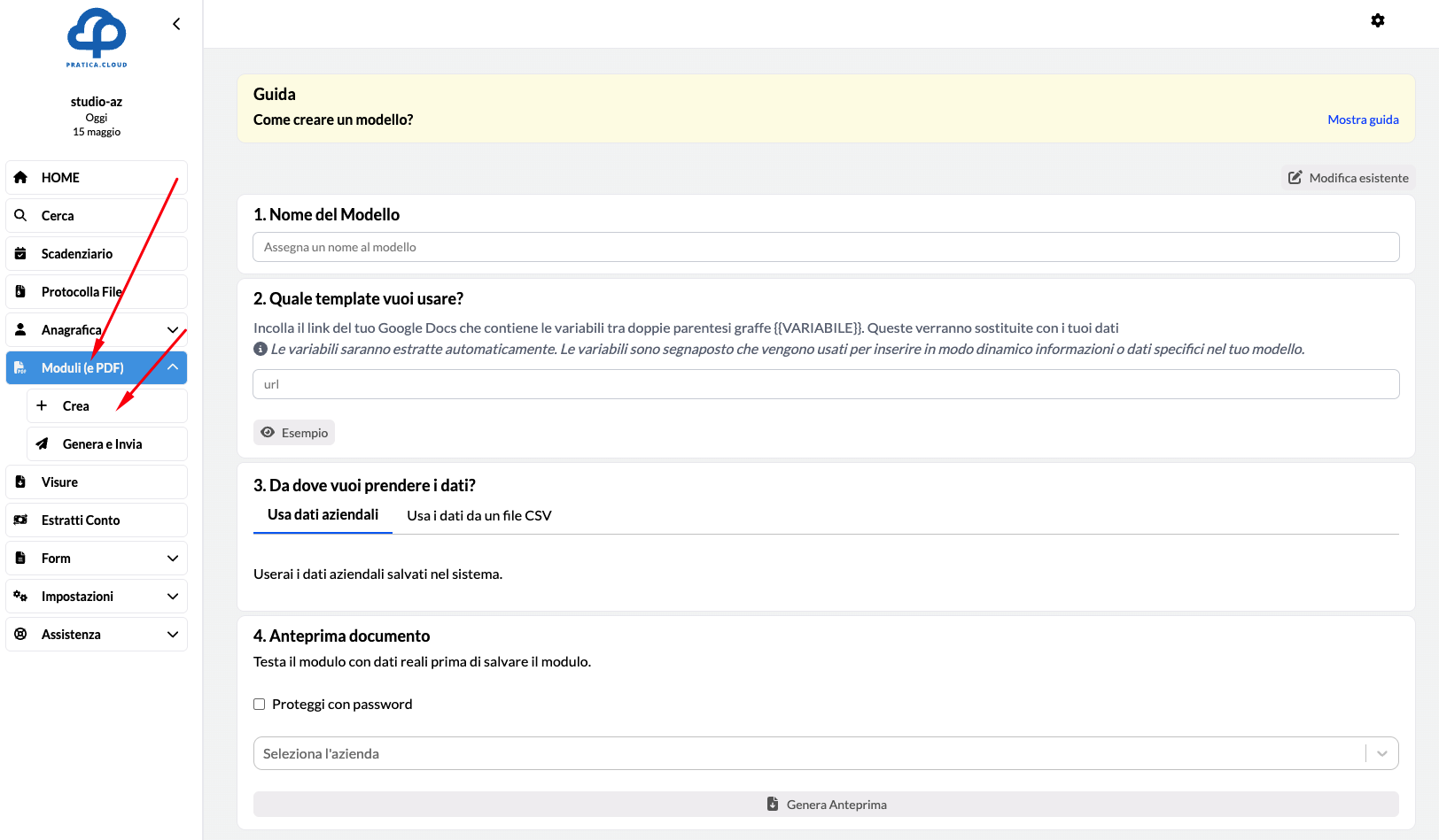 Creazione nuovo utente