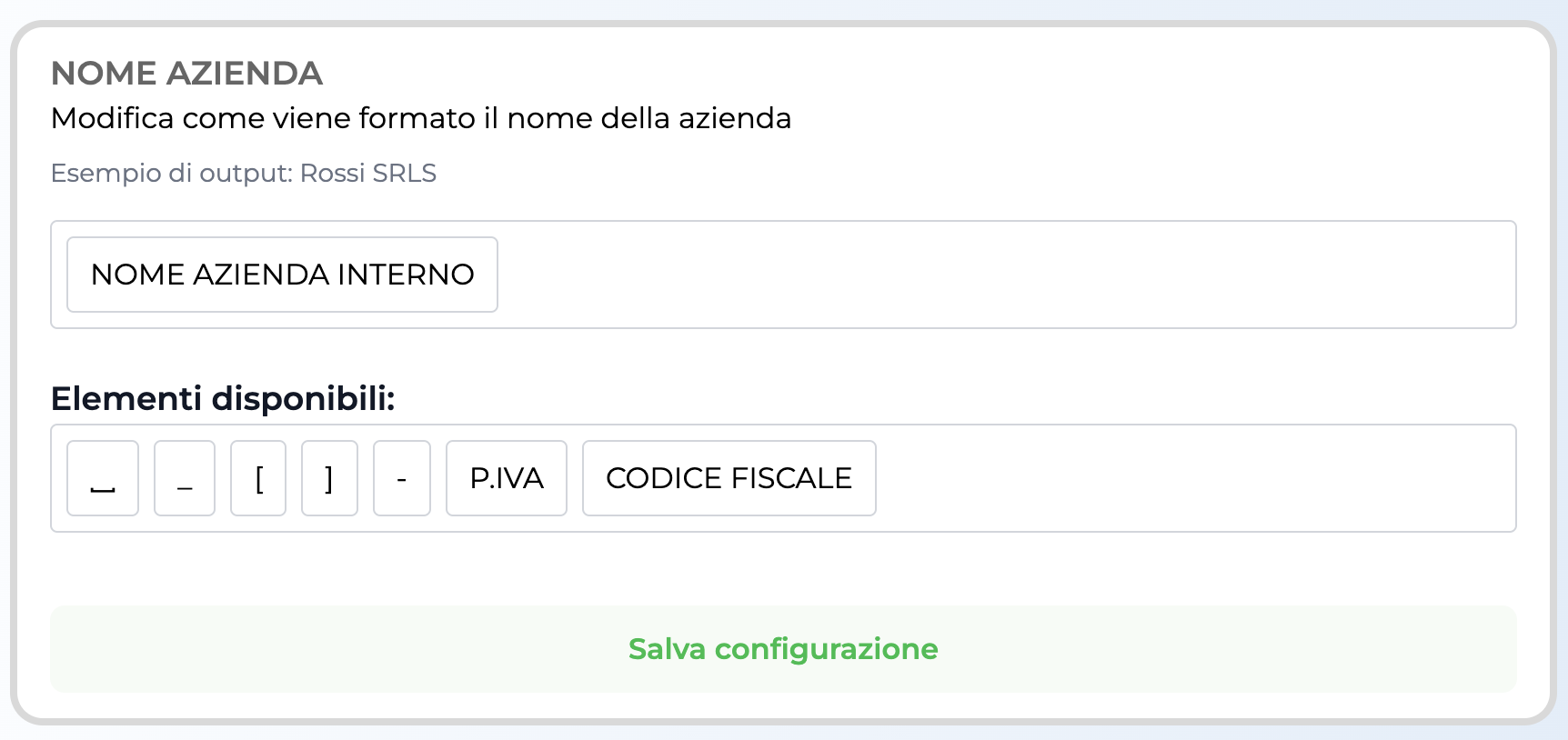Personalizzazione nome cartelle aziendali
