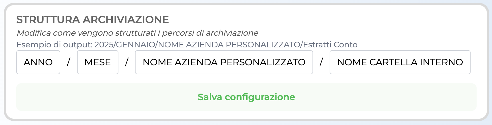 Personalizzazione organizzazione cartelle
